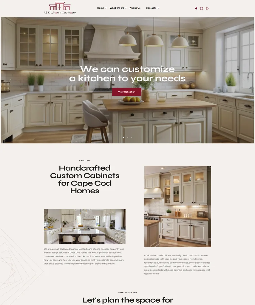 Desenvolvimento de site - Projeto AB Kitchen & Cabinetry