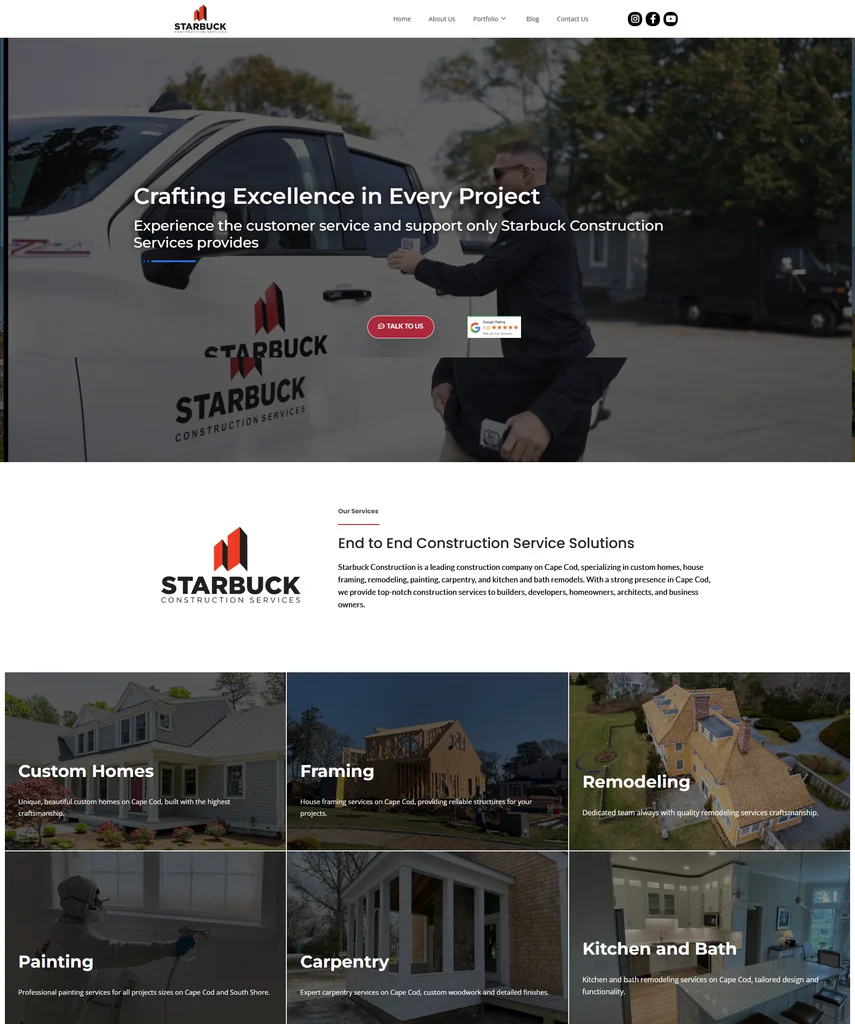 Desenvolvimento e criação de site - Projeto Starbuck Construction