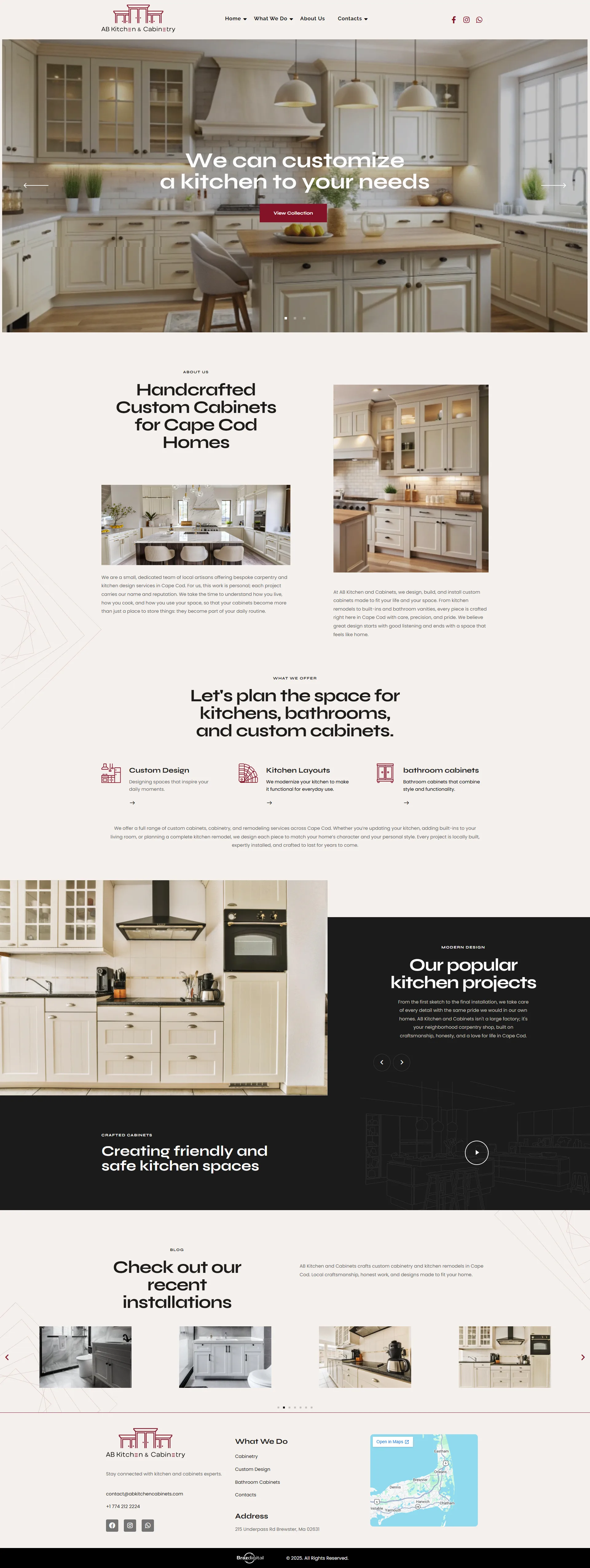 Página completa do site da AB Kitchen & Cabinetry
