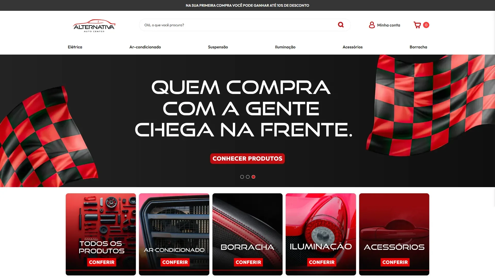 Página inicial da loja virtual da Alternativa Auto Center