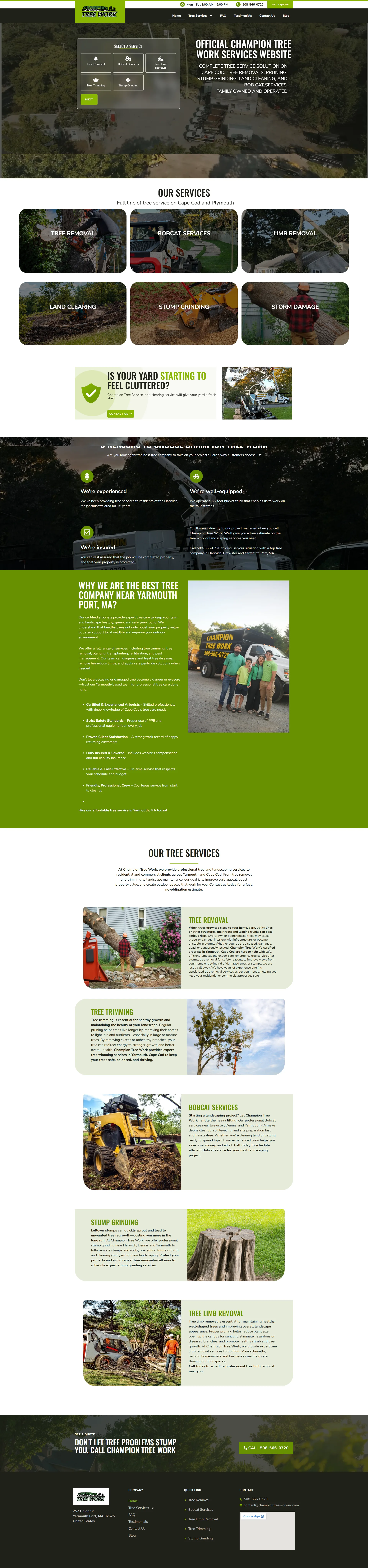 Página completa do site da Champion Tree Work
