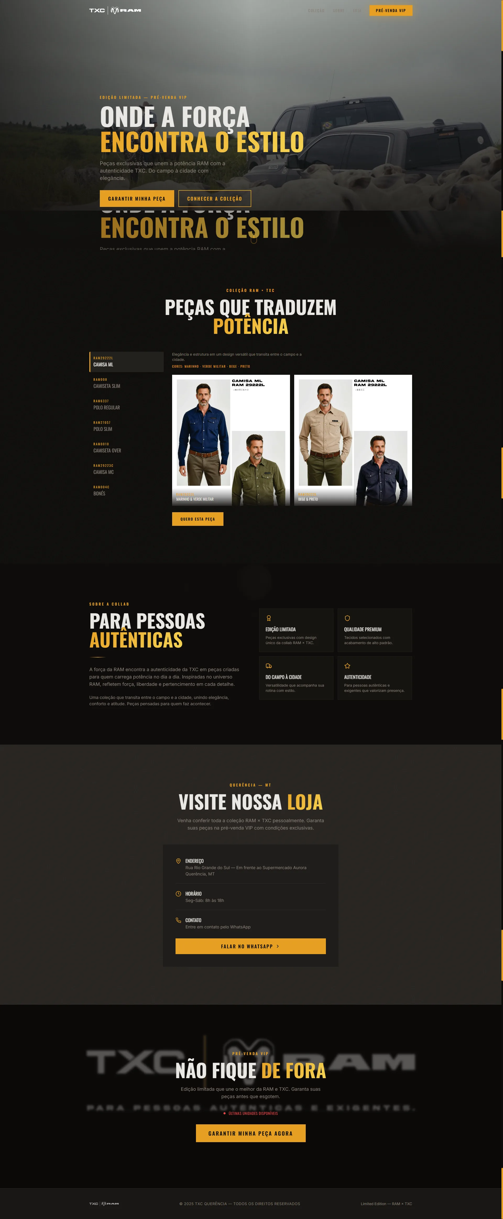 Página completa do site da TXC Querência